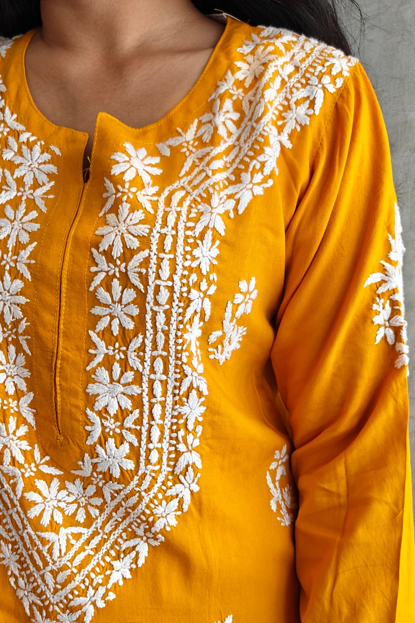 Musterd Yellow Chikankari Co-or Set