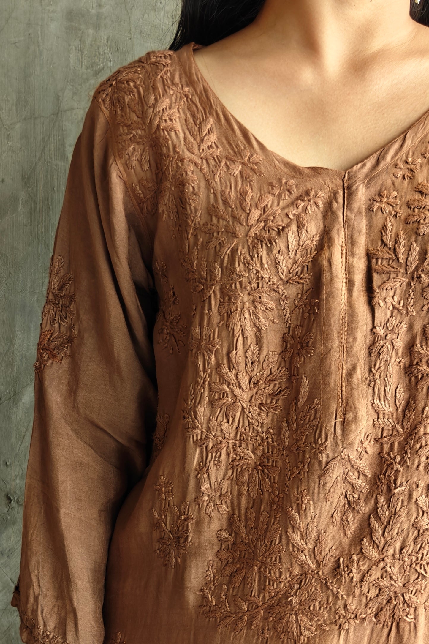 Chocolate Brown Silk Co-ord Set.