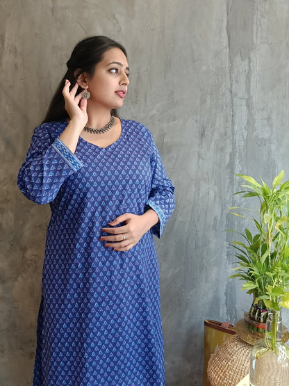 Blue small Ikat buta Co-ord Set.