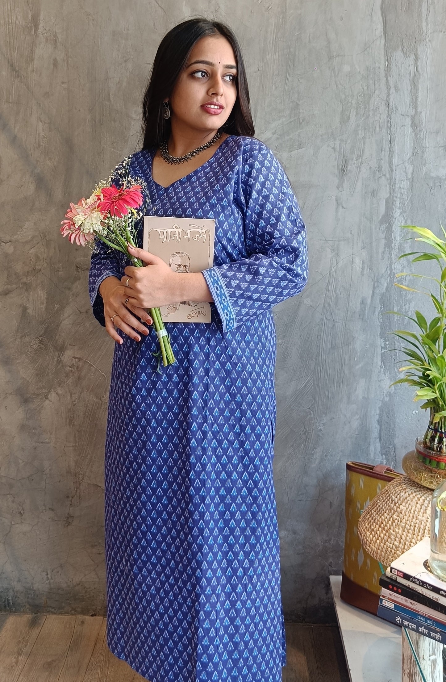 Blue small Ikat buta Co-ord Set.