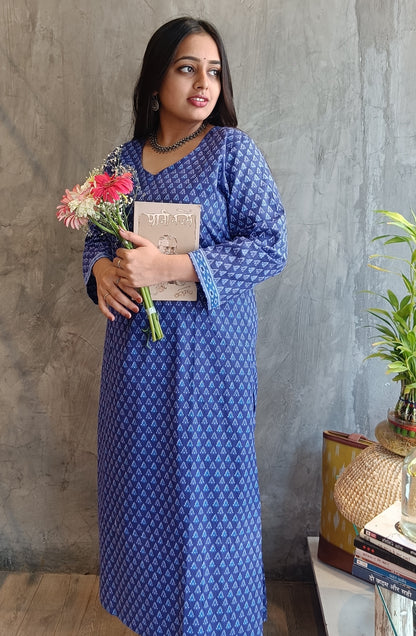 Blue small Ikat buta Co-ord Set.