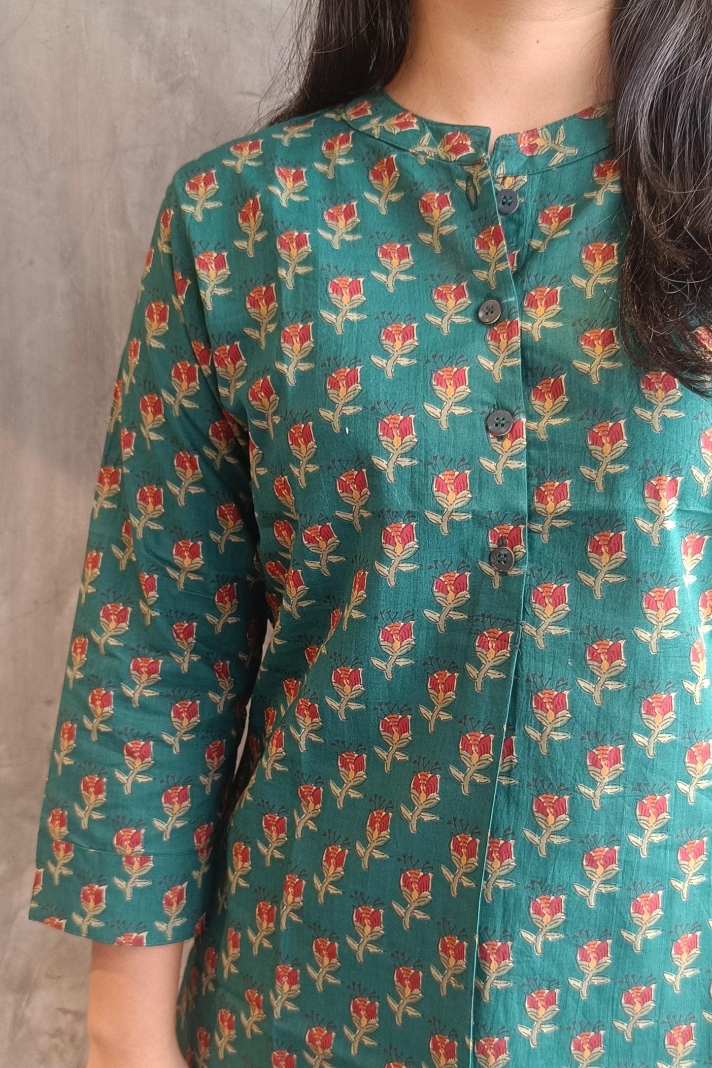 Green Buta Plated Short Top