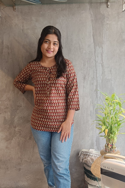 Brown Leaf Short Top