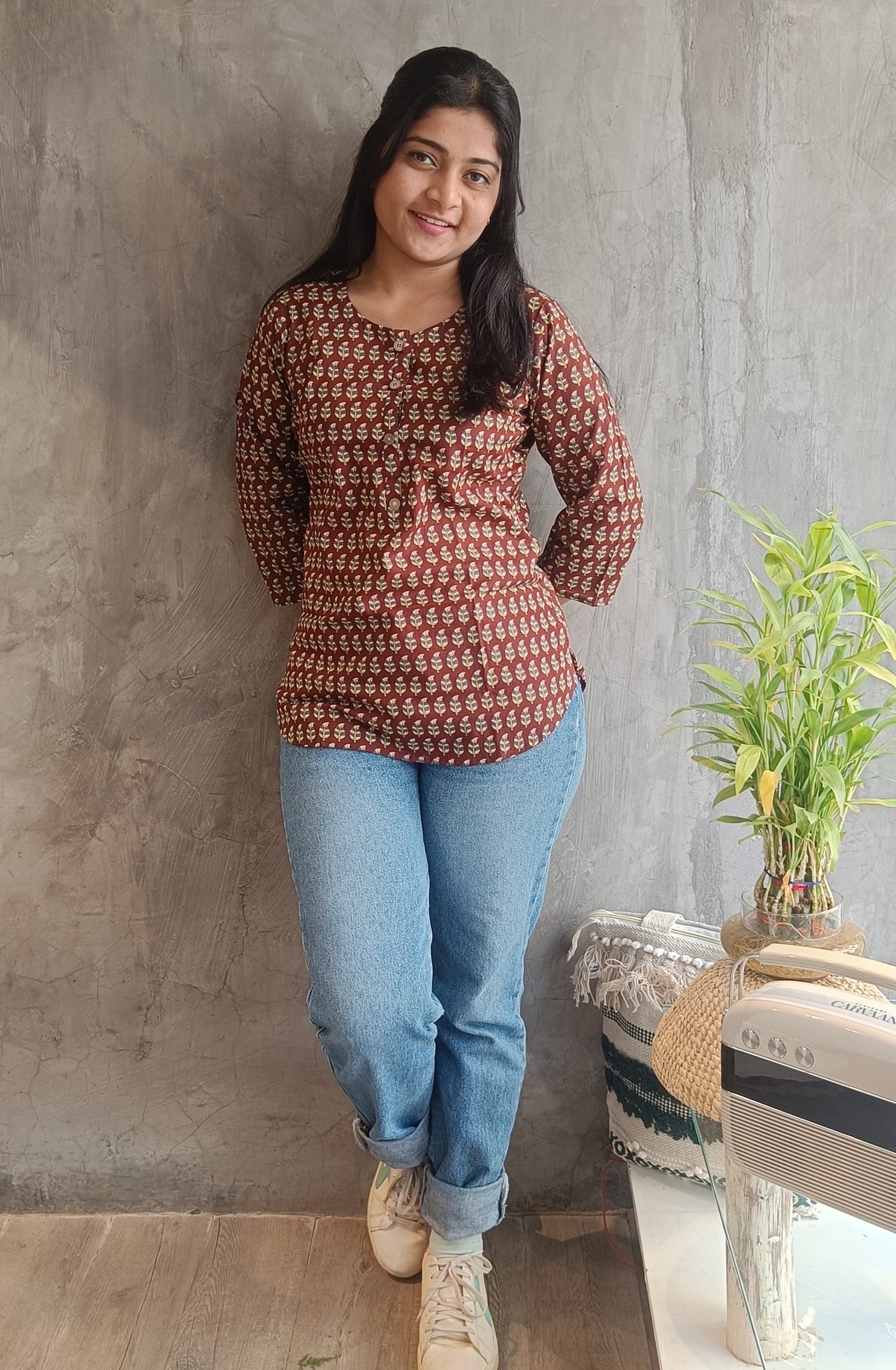 Brown Leaf Short Top