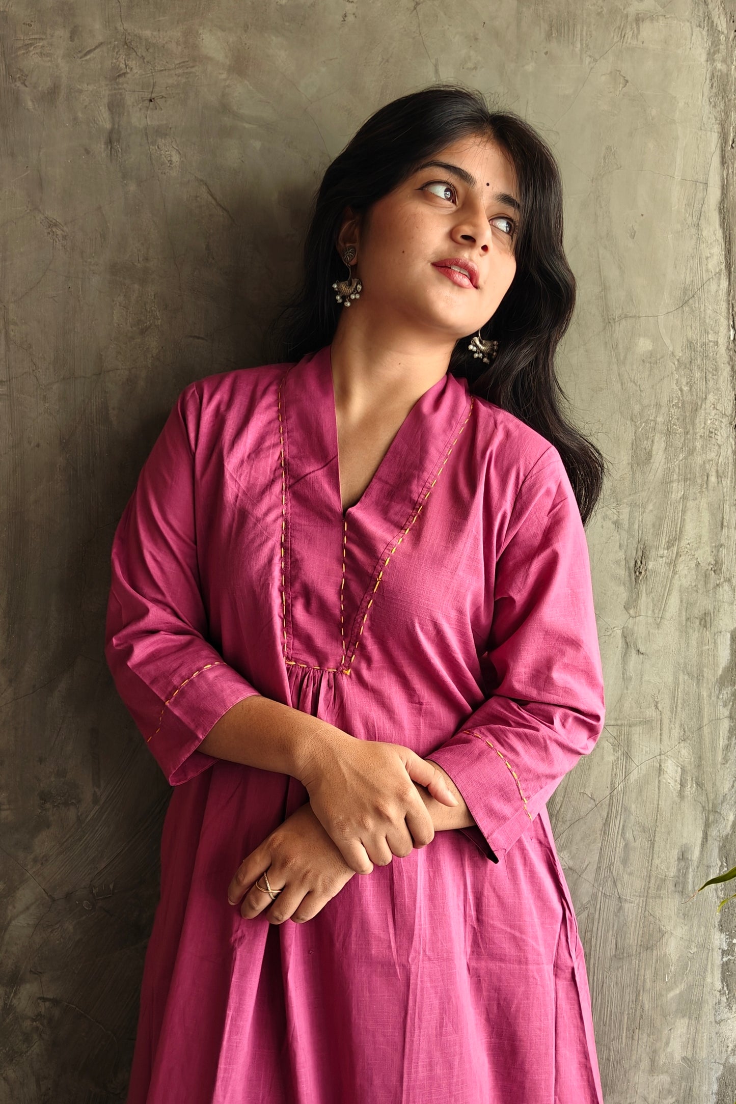 Old Rose Premium Cotton Kurti Pant & Kota Dupatta Set - Elegant Co-ord set