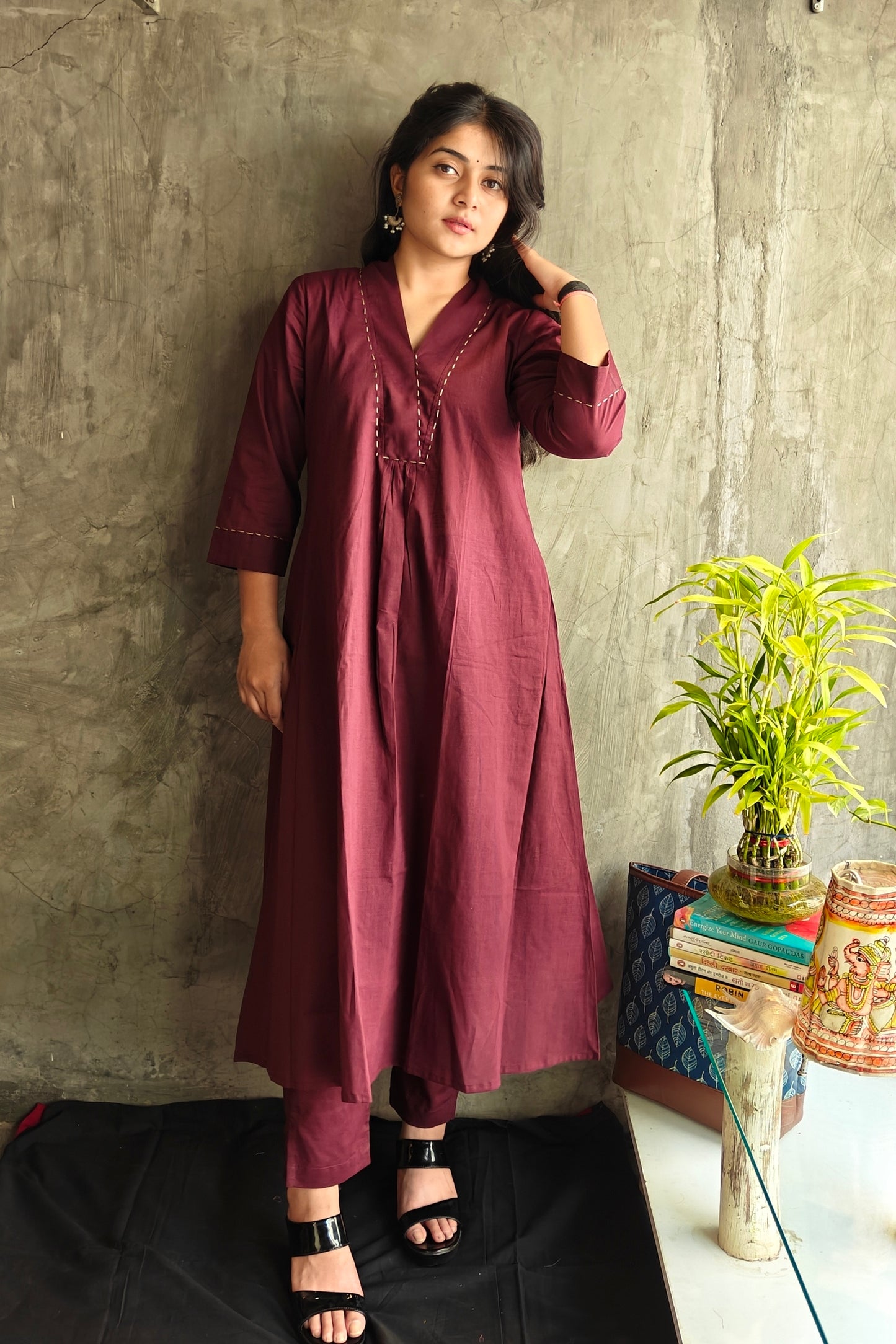 Deep Wine Cotton Co-ord Set