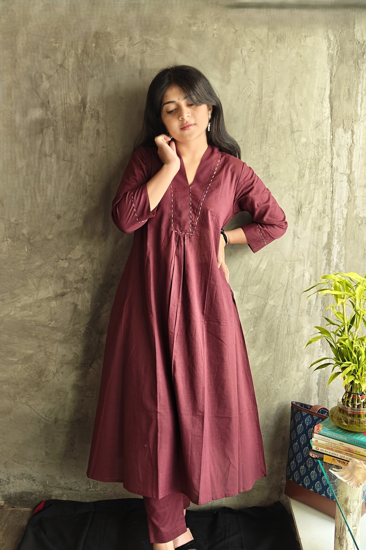 Deep Wine Cotton Co-ord Set
