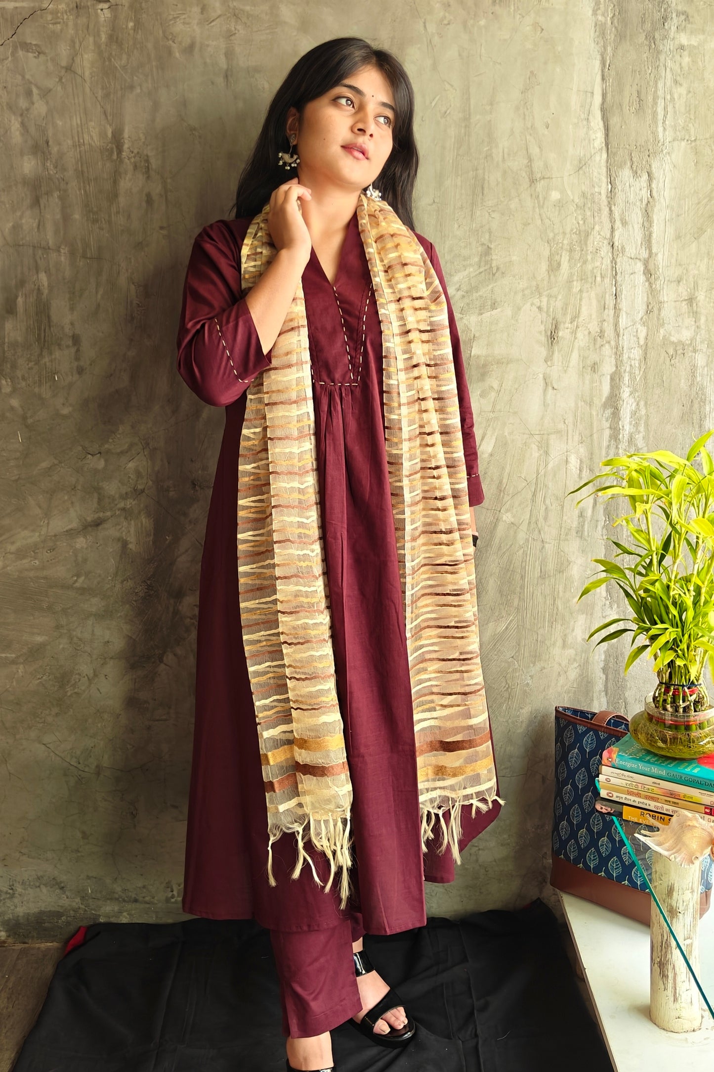Deep Wine Cotton Co-ord Set