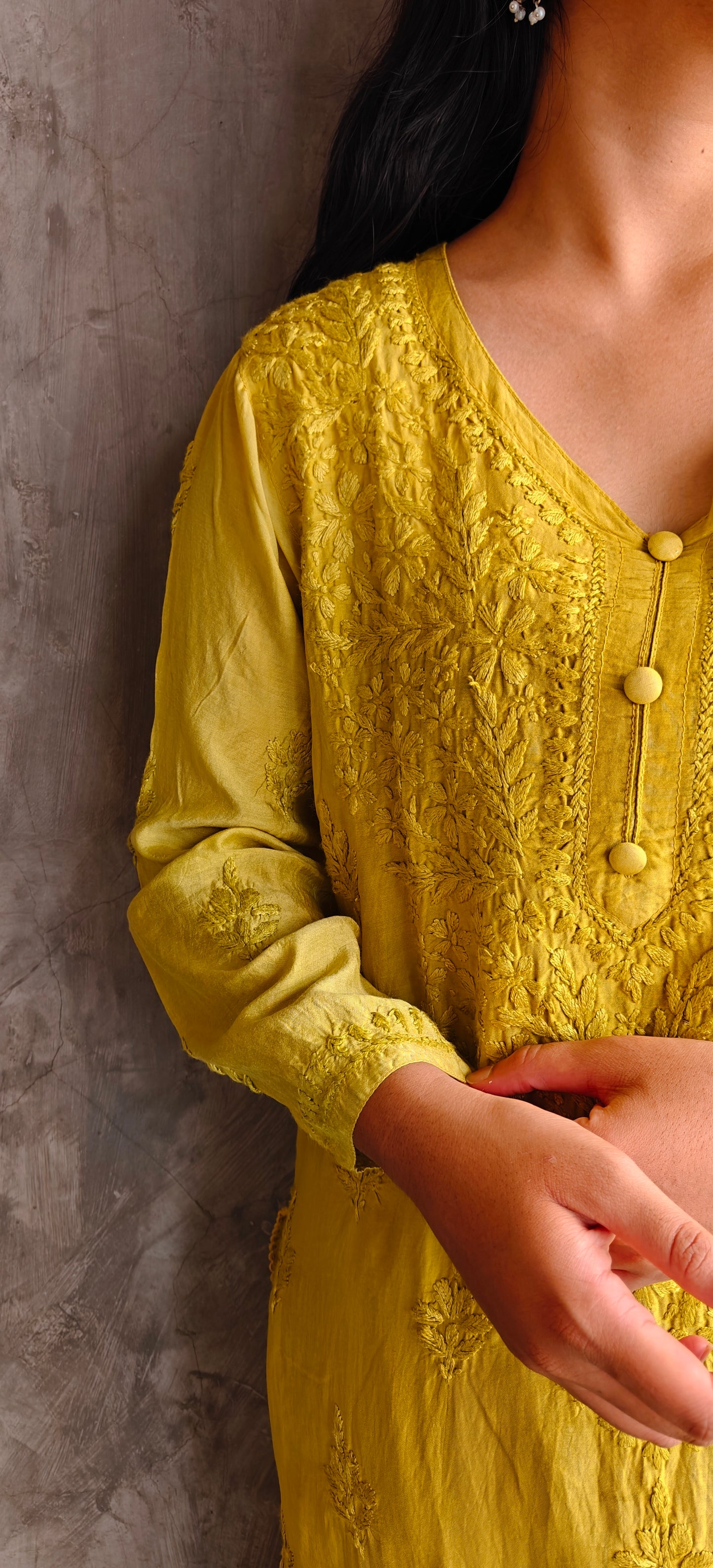 Yellowish Green Silk Co-ord Set