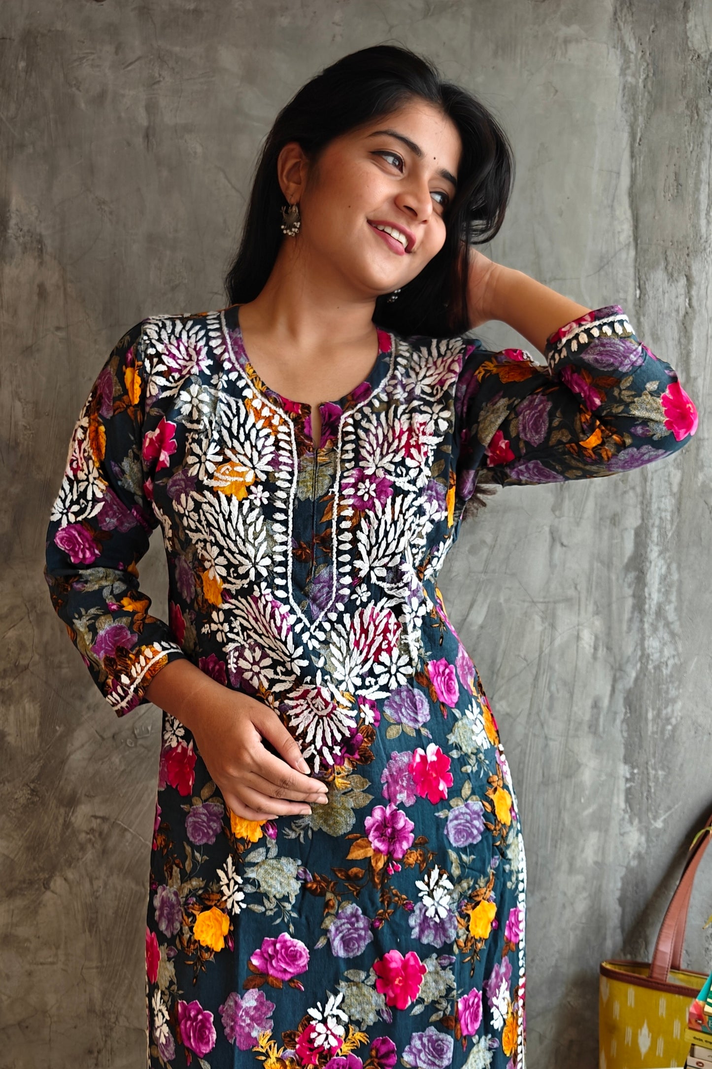 Blue Pink-Yellow Floral Long Co-ord Set
