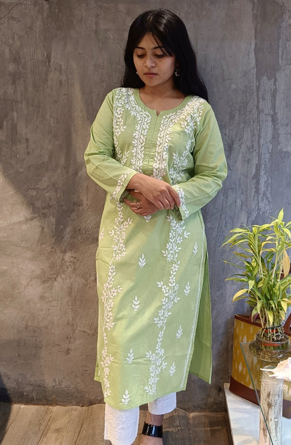 Light Green Long Chikankari Kurti