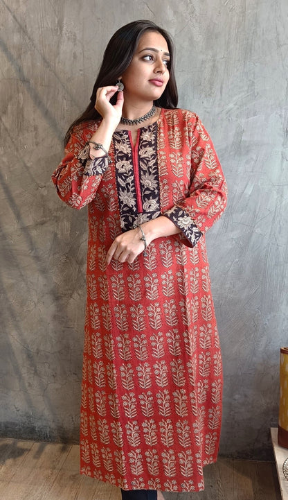 Rust Bagru Block Print Kurti