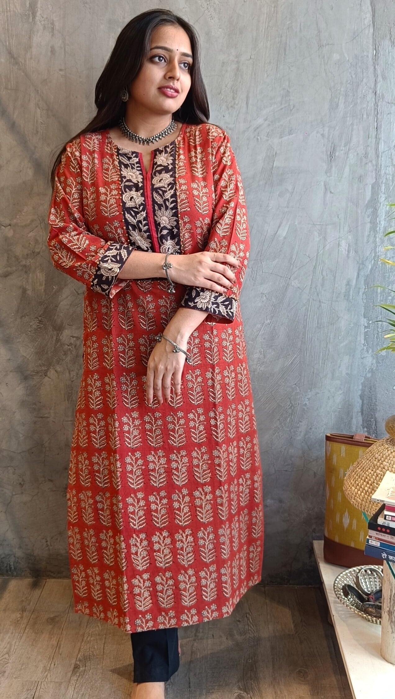 Rust Bagru Block Print Kurti